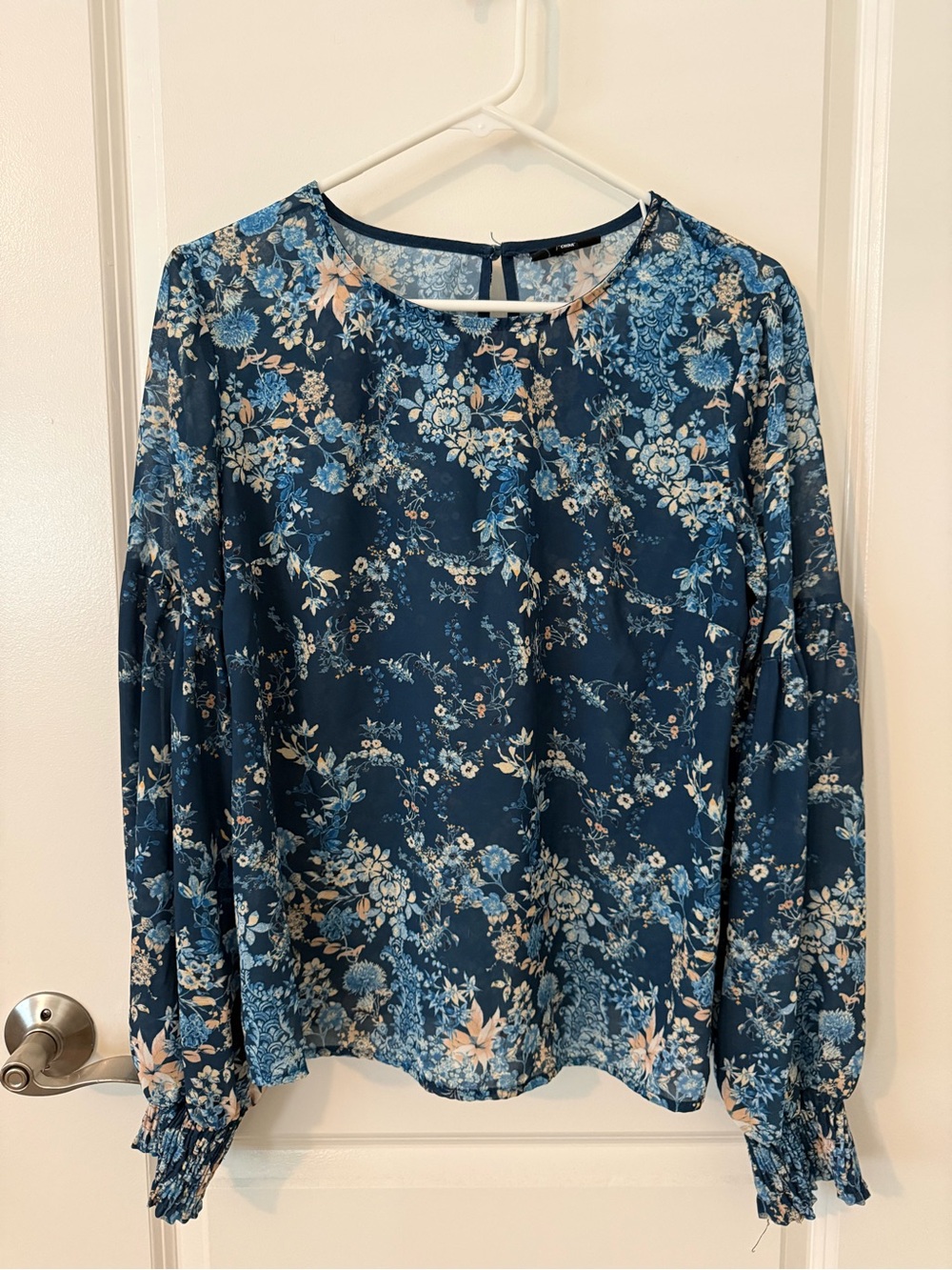 Vici Blue Floral Long-Sleeve Blouse